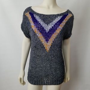 Leather Shirt Sweater Womens Sm Med Gray Purple